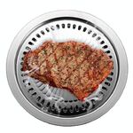 Vassoio per barbecue da esterno multifunzione portatile rotondo in acciaio inossidabile, specifica: 30 × 30 × 2,8 cm