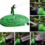 Tubo flessibile per irrigazione da giardino flessibile espandibile con tubo telescopico da 15-45 m con set pistola a spruzzo (verde)