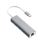 HUB convertitore da USB-C / Type-C a Fast Ethernet RJ45 e 3 x USB 3.0 (grigio)