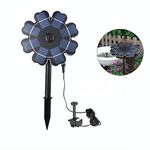 Fontana a petalo galleggiante con inserto impermeabile nel pannello solare per laghetto da giardino esterno (nera)