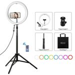 PULUZ 11,8 pollici 30 cm RGBW Light + 1.65M Superficie curva Superficie RGBW Dimmable LED Ring Selfie Vlogging Light Light Kit di trasmissione in diretta con scarpa a freddo Adattatore e telefono Morsetto e telecomando (nero)