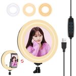 PULUZ 7,9 pollici 20 cm USB 3 modalità Dimmerabile Doppia temperatura colore LED Anello luminoso curvo Vlogging Selfie Fotografia Luci video con specchio (nero)
