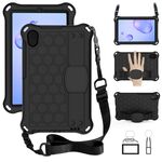 Per Galaxy Tab A 8.4 (2020) T307 Design a nido d'ape EVA + Materiale PC Guscio protettivo piatto anti caduta a quattro angoli con cinturino (nero + nero)