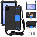 Per Galaxy Tab A 8.4 (2020) T307 Design a nido d'ape EVA + Materiale PC Guscio protettivo piatto anti caduta a quattro angoli con cinturino (nero + blu)