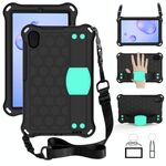 Per Galaxy Tab A 8.4 (2020) T307 Design a nido d'ape EVA + Materiale PC Guscio protettivo piatto anti caduta a quattro angoli con cinturino (nero + acqua)