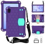 Per Galaxy Tab A 8.4 (2020) T307 Design a nido d'ape EVA + Materiale PC Guscio protettivo piatto anti caduta a quattro angoli con cinturino (viola + acqua)