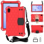 Per Galaxy Tab A 8.4 (2020) T307 Design a nido d'ape EVA + Materiale PC Guscio protettivo piatto anti caduta a quattro angoli con cinturino (rosso + nero)