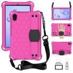 Per Galaxy Tab A 8.4 (2020) T307 Design a nido d'ape EVA + Materiale PC Guscio protettivo piatto anti caduta a quattro angoli con cinturino (RoseRed + Black)