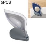 5 pezzi creativo bagno libero punzonatura ventosa trasparente foglia di drenaggio scatola di immagazzinaggio sapone (grigio)