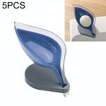 5 pz Creativo Bagno Libero Punching Sucker Scatola di Immagazzinaggio Sapone Foglia Trasparente (Blu)