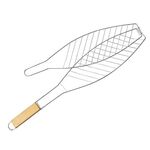 Manico in legno placcato cromato Clip per griglia per pesce singolo Clip per griglia per barbecue all'aperto