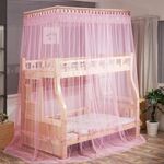 Letto a castello a doppio strato Supporto telescopico Zanzariera per letto da terra a bambino, dimensioni: 90x190 cm (rosa)