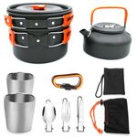 Forniture per esterni Set teiera portatile da campeggio Set di pentole (manico arancione)