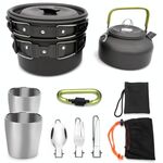 Forniture per esterni Set teiera portatile da campeggio Set di pentole (manico nero)