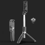 L02 Bastone per selfie con treppiede per treppiede Bluetooth regolabile multifunzione da 100 cm (nero)