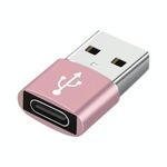 Adattatore in lega di alluminio da 3 PC USB-C / Type-C femmina a USB 2.0 maschio, supporto per ricarica e trasmissione (rosa)