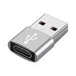 Adattatore in lega di alluminio da 3 PC USB-C / Type-C femmina a USB 2.0 maschio, supporto per ricarica e trasmissione (argento)