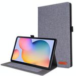Per Samsung Galaxy Tab S6 Lite Flip orizzontale Custodia protettiva in TPU + tessuto PU in pelle con clip per biglietto da visita (grigio)