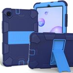 Per Samsung Galaxy Tab A 8.4 (2020) Custodia protettiva antiurto in silicone bicolore con supporto (Navy + Blue)