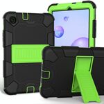 Per Samsung Galaxy Tab A 8.4 (2020) Custodia protettiva antiurto in silicone bicolore con supporto (nero + olivina)