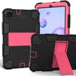 Per Samsung Galaxy Tab A 8.4 (2020) Custodia protettiva antiurto in silicone bicolore con supporto (nero + rosa caldo)