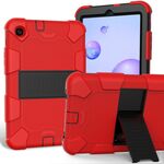 Per Samsung Galaxy Tab A 8.4 (2020) Custodia protettiva antiurto in silicone bicolore con supporto (rosso + nero)