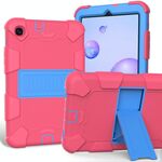 Per Samsung Galaxy Tab A 8.4 (2020) Custodia protettiva antiurto in silicone bicolore con supporto (rosa caldo + blu)
