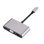 5 in 1 da tipo C a HDMI + VGA + USB 3.0 + porta audio + adattatore HUB porta PD (grigio)