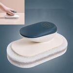 Spazzola in spugna per pulire il piano di lavoro, multifunzione, cucina, bagno, spugna per lavare i piatti, spazzola per pentole con manico (blu scuro)
