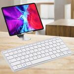 Tastiera Bluetooth wireless ultrasottile WB-8022 per iPad, Samsung, Huawei, Xiaomi, tablet PC o smartphone, tasti portoghesi (argento)