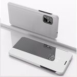 Per VIVO Y50 / Y30 Custodia in pelle con ribaltamento orizzontale a specchio placcato con supporto (argento)