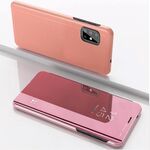 Per VIVO Y50 / Y30 Custodia in pelle con ribaltamento orizzontale a specchio placcato con supporto (oro rosa)