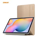 Per Samsung Galaxy Tab S6 Lite P610 / P615 / Tab S6 Lite 2022 / P613 / P619 ENKAY TETURA DI SETURA A 3 volte in pelle Smart Tablet (oro)