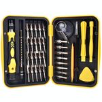 Guarda lo strumento di riparazione per lo smontaggio del telefono cellulare Multi-funzione Deep Hole 38 in 1 Set di cacciaviti combinati (giallo)