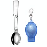 Cucchiaio forchetta pieghevole in acciaio inossidabile 2 pezzi Stoviglie portatili da picnic a doppio uso integrate, consegna a colori casuali (forchetta)