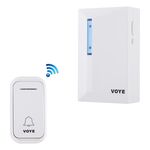 VOYE V015F Campanello senza fili con telecomando per musica domestica con 38 suoni di polifonia (bianco)