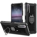 Per Sony Xperia 1 II Custodia protettiva in fibra di carbonio con supporto per anello rotante a 360 gradi (nero)