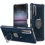 Per Sony Xperia 1 II Custodia protettiva in fibra di carbonio con supporto per anello rotante a 360 gradi (blu)