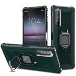 Per Sony Xperia 1 II Custodia protettiva in fibra di carbonio con supporto per anello rotante a 360 gradi (verde)