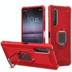 Per Sony Xperia 1 II Custodia protettiva in fibra di carbonio con supporto per anello rotante a 360 gradi (rosso)