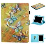 Per tablet universale da 8 pollici Custodia in pelle a ribaltamento orizzontale con cuciture colorate da disegno con supporto, slot per schede e striscia antiscivolo (farfalla)