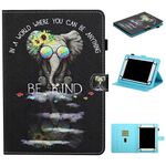 Per tablet universale da 8 pollici Custodia in pelle a ribaltamento orizzontale con cuciture colorate con supporto e slot per schede e striscia antiscivolo (icona degli occhiali)