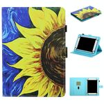Per tablet universale da 8 pollici Custodia in pelle a ribaltamento orizzontale con cuciture colorate con supporto, slot per schede e striscia antiscivolo (girasole)