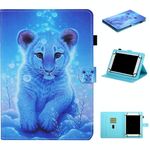 Per tablet universale da 8 pollici Custodia in pelle a ribaltamento orizzontale con cuciture colorate con supporto e slot per schede e striscia antiscivolo