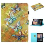 Per kindle Paperwhite 4/3/2/1 Custodia in pelle a ribaltamento orizzontale con cucitura a disegno colorato con supporto e slot per schede e funzione sleep / wake-up (farfalla)
