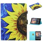 Per kindle Paperwhite 4/3/2/1 Custodia in pelle a ribaltamento orizzontale con cucitura a disegno colorato con supporto e slot per schede e funzione sleep / wake-up (girasole)