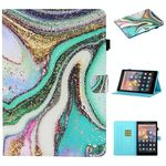 Per Kindle Fire HD7 2015/2017/2019 Custodia in pelle a ribaltamento orizzontale con cuciture colorate con supporto e slot per schede e striscia antiscivolo (sabbia colorata)