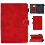 Per tablet PC da 10 pollici Custodia universale in pelle con struttura in pelle bovina a vibrazione orizzontale con supporto, slot per schede e slot per penna (rosso)