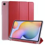 Per Samsung Galaxy Tab S6 Lite P610 Custodia in pelle PU con vibrazione orizzontale pieghevole a 3 pieghe + Custodia in TPU antiurto con supporto e slot per penna (rosso)