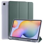 Per Samsung Galaxy Tab S6 Lite P610 Custodia in pelle PU con vibrazione orizzontale 3 pieghevoli + Custodia in TPU antiurto con supporto e slot per penna (verde pino)